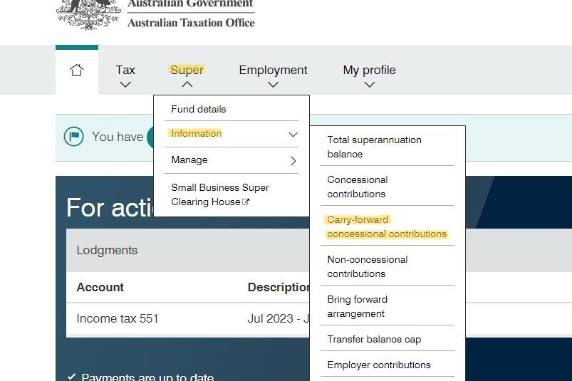 carry-forward contributions no markup Finding out how much carry forward concessional contributions you have